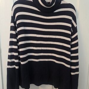 GAP Navy and White Striped Turtleneck Sweater